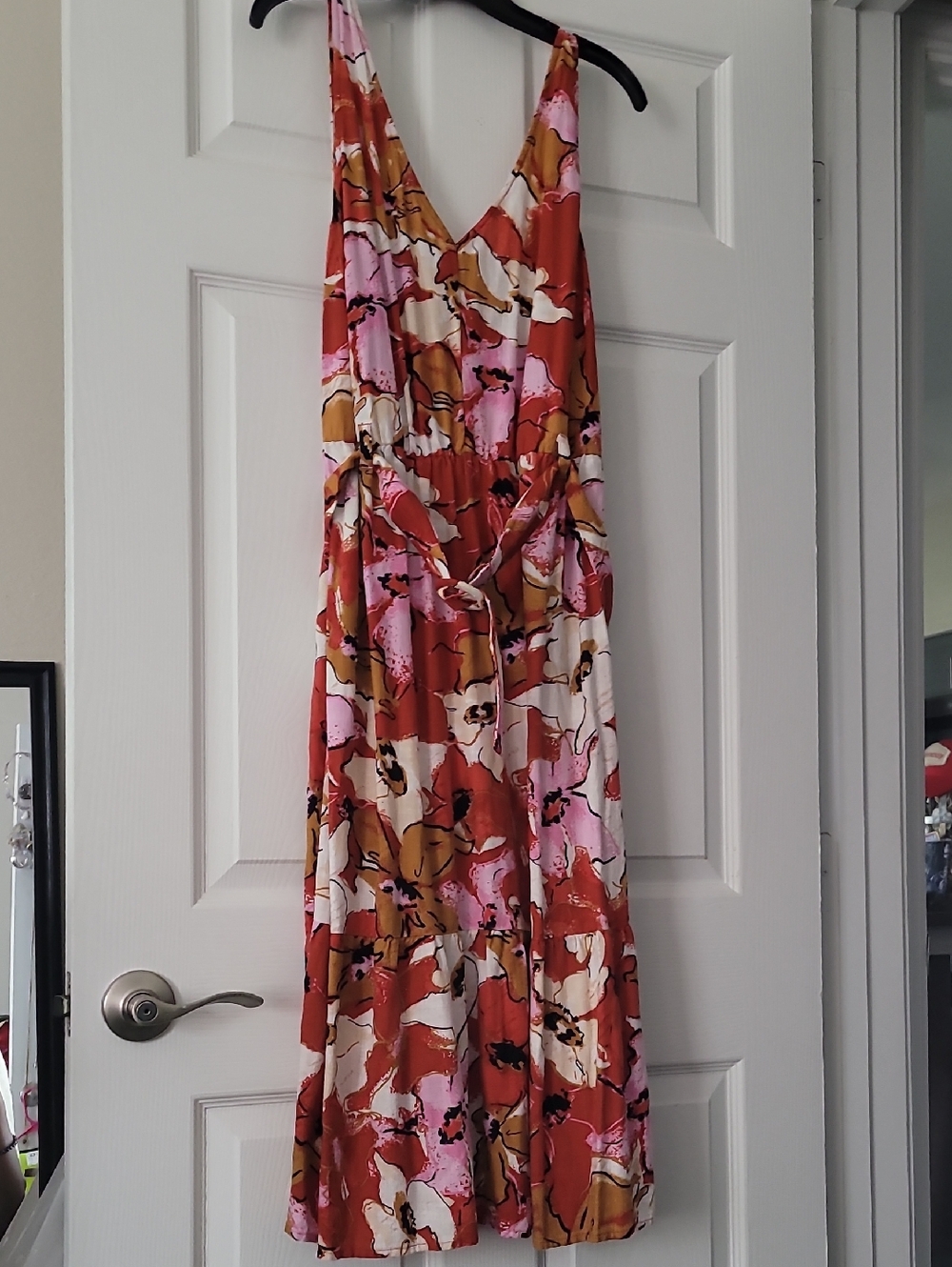 Nine West Rust, Pink and Cream Floral Maxi Dress